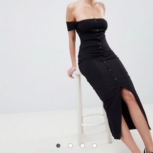 ASOS black off the shoulder maxi dress